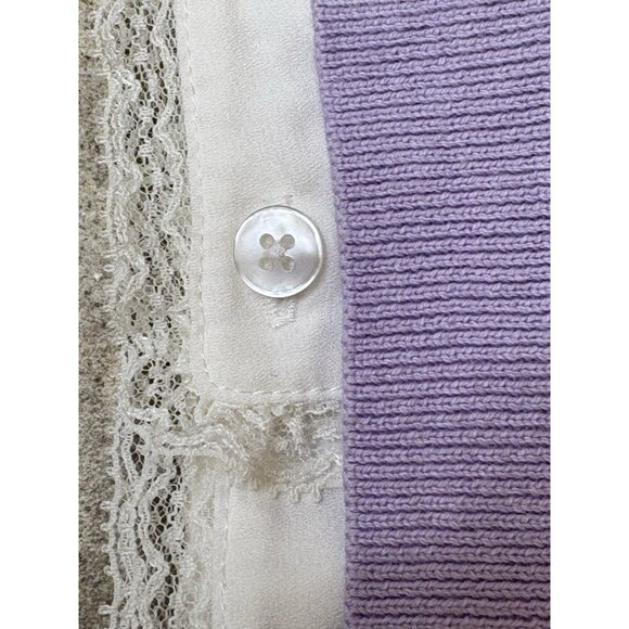Talbots XS Lavender Sweater Lace Collar Cotton Silk Blend Twee Academia Preppy - Picture 8 of 8